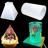 for Make Christmas Epoxy Resin Casting Silicone Molds Cylinder Triangle Resin Pyramid Mold with...