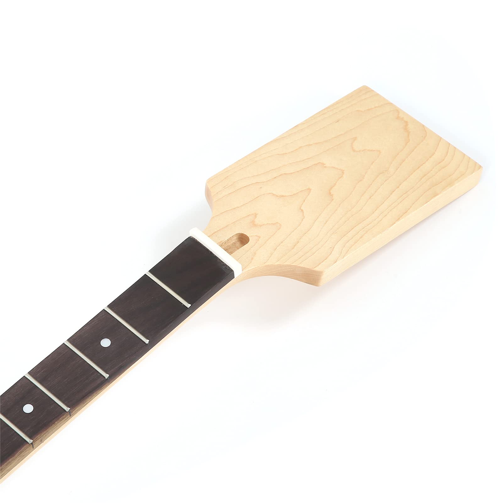 Eujgoov 35.6in Tastiera in Acero con Manico per Chitarra, Tastiera Dot Inlay Gloss Parti per Chitarra Elettrica Fai da Te Accessori per Strumenti a Corde