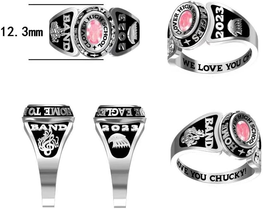 JNJ Women's Class Ring, personalized for high school and college graduates, Sterling Silver, Birthstone Ring, Oval ring, Classic collection-Jour Nouveau Jewelry