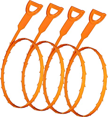 FATHER.SON Drain Hair Snake Clog Remover Cleaning Tool, Snake Drain Augers Hair Catcher for Kitchen, Sink, Bathroom, Tub, Toilet(4 pack 20inch)