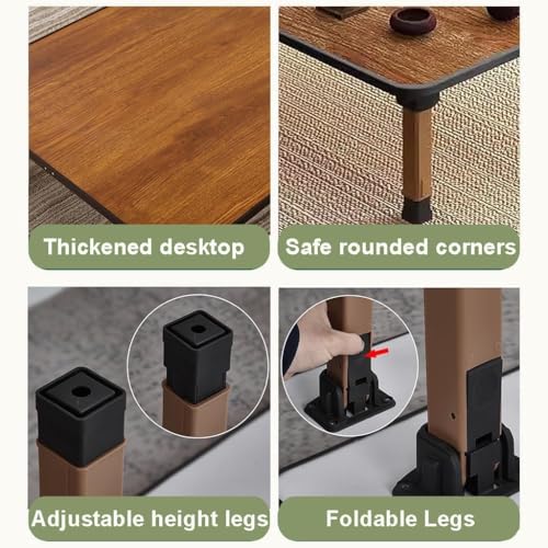 Table basse ronde réglable en MDF et pliable pour salon - 7