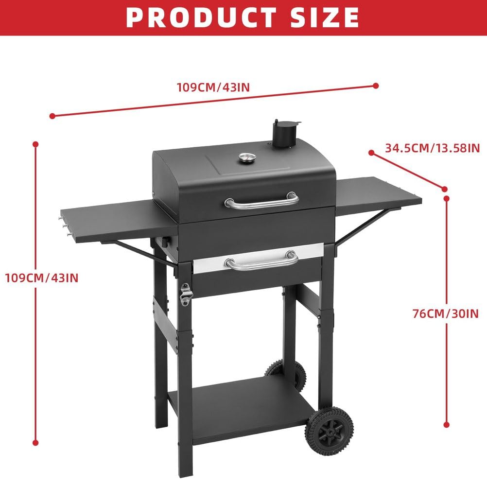 Duży grill, 110 × 35 × 110 cm Składany grill i kemping na piknik, ogród, taras i podróże, grill ze stali nierdzewnej na zewnątrz (czarny)