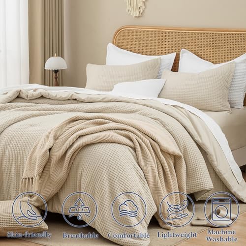 Image of David's Home Summer Waffle Weave Comforter Set, California King Linen