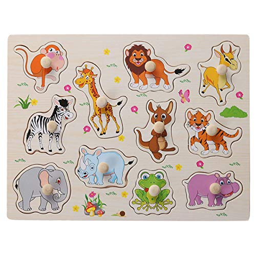 Preisvergleich Produktbild Toyvian Holzpuzzle Tiere Puzzle Board Educational Steckpuzzle Holzspielzeug für Kinder