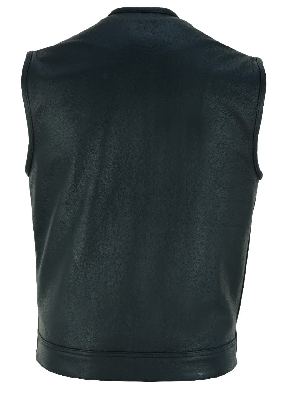 SOA Collarless Leather Biker Club Style Vest