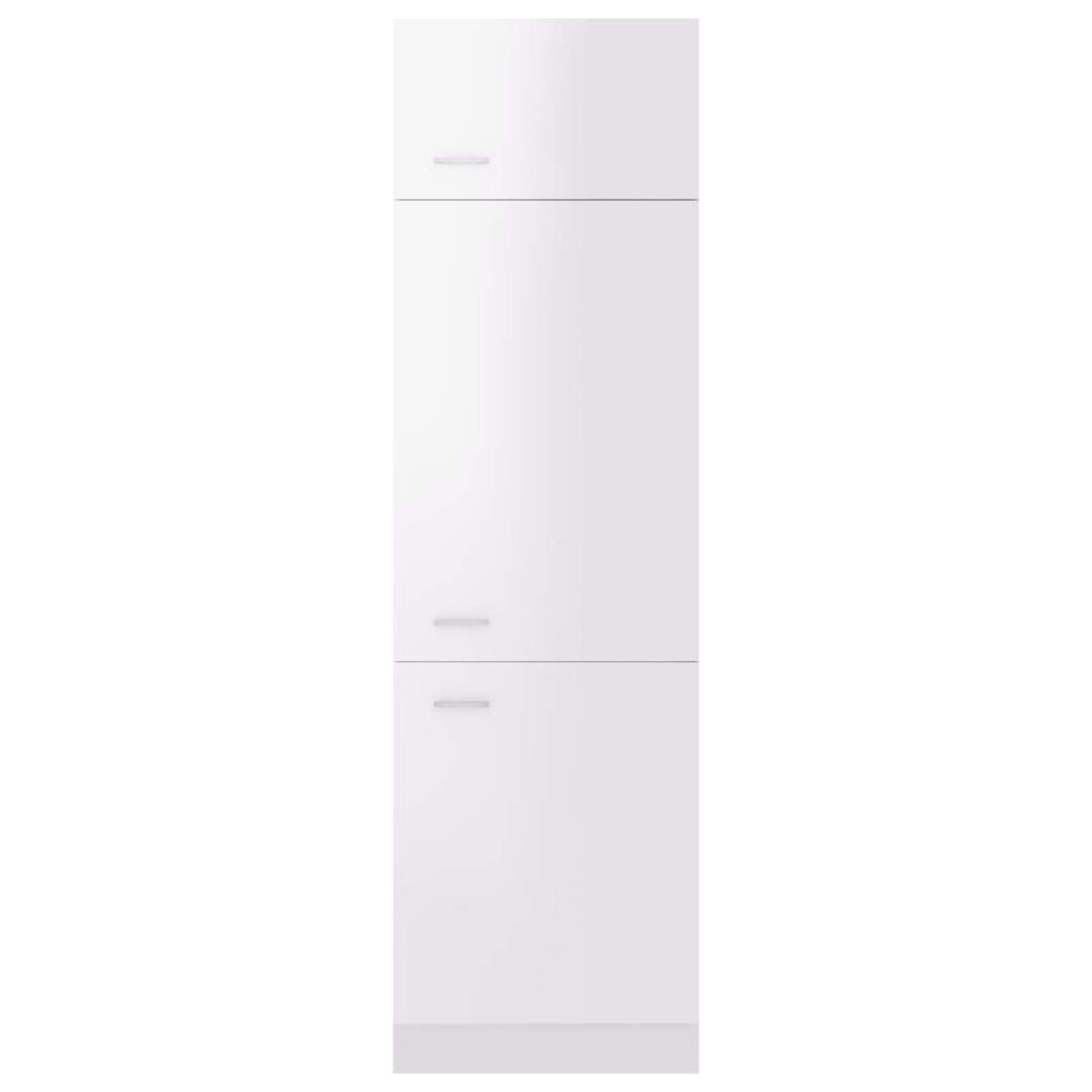 Armoire de réfrigérateur en bois blanc brillant 60 x 57 x 207 cm avec rangement pour balais