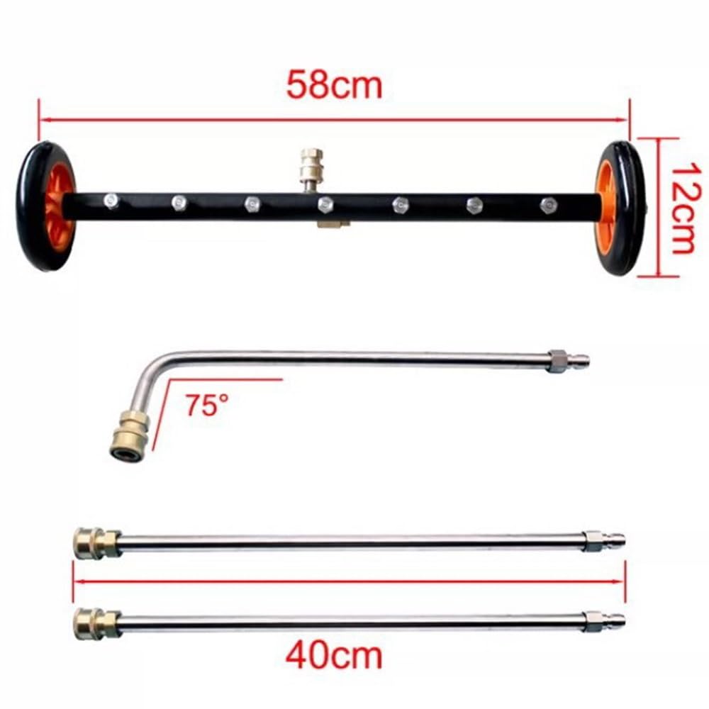 Limpiador De Chasis para Hidrolimpiadora, 24 Pulgadas, 7 Boquillas, 2 Varillas Extensibles + Varilla 75°, 4000 PSI