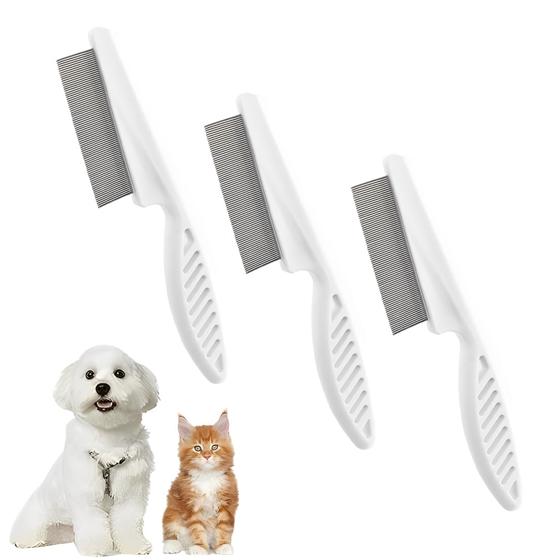 SULIUDAJI 3 Pièces Peigne Pour Chien Et Chat, Peigne Anti Puces Pour, Idéal Pour Poils Longs Et Courts, Démêle Et Nettoie, Durable Et Ergonomique, Convient À Tous Types De Poils