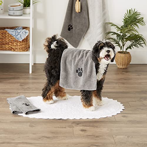 Image of Bone Dry Pet Grooming, Embroidered Microfiber Towel Drying Collection, 15x30, Gray