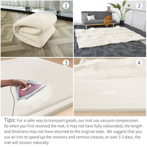 Image of Baby Play Mat for Floor,1.3 inch Thick Memory foam Tummy Time Mat for Toddlers,Infants,kids,Water-Repellent Soft Nursery Rug,Extra Large Non Slip for Crawling&Yoga,Tatami Style for Living Room(Cream)