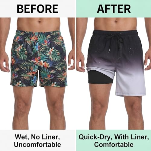 Image of Keevoom Mens Swim Trunks Compression Liner Swimming Shorts Swimwear Quick Dry Swimsuit Bathing Suits Board Shorts