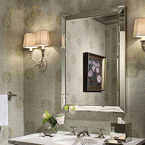 Makeup Mirror Wall-Mounted Makeup Mirror Porch Decorative Mirror Square European-Style Bathroom Vanity Mirror Wall-Mounted Vanity Mirrors (Size : 84 * 112Cm) #TOP2