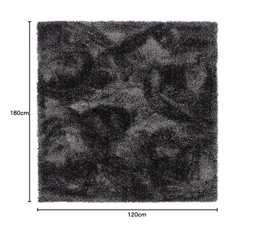 Image of F & B RUGS ; SUPERIOR QUALITY PRODUCTS Firoz and Brothers Handwoven Super Soft Indoor Modern Shag Microfibre Silky Fluffy Smooth 4x6 feet Black