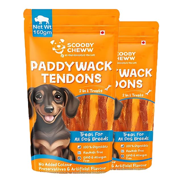 Scooby Cheww Natural 2 in 1 Dog Treat Buffalo Neck Tendon, 100% Natural Protein, Rawhide Free, Thick Jerky Dog Treats, Long Lasting chew for Small, Medium and Large Dogs, 160gm (Pack of 2) (B09R1T3V3Q) Amazon Price History, Amazon Price Tracker
