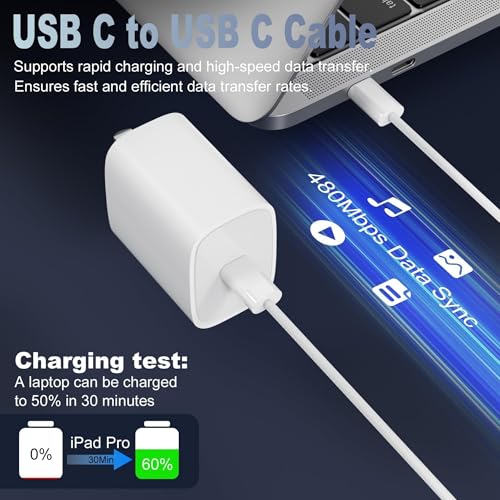 Image of AIBEX 60W Type-C Fast Charging Cable for Smartphones, Tablets, Laptops, iPhone 15 & Above Type-C Devices, PD Technology, 480Mbps Data Sync, Durable Nylon Braided, High-Speed Transfer 1M (PD-30, White)