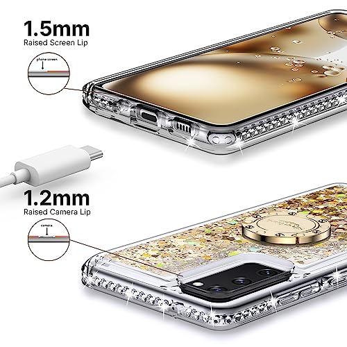 Miss Arts for Samsung S23 Ultra Case, [Silverback] Liquid Holographic Glitter Sparkly Case With stand, Girls Women Bling Diamond Ring Slim Protective Cover for Galaxy S23 Ultra 5G -Clear Gold - Image 7