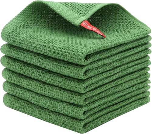 BW&HM Baumwolltücher Putzlappen Baumwolle Spültücher Spüllappen Weiches Baumwolltuch Putzen Waschbar für Haushalt Küche Geschirr 33x33 cm 6er Set Grasgrün
