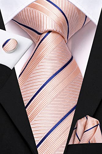 Image of Hi-Tie Men's Suspenders and Tie Set Silk Adjustable Elastic Y Braces with Strong 6 Clips Pocket Square Set