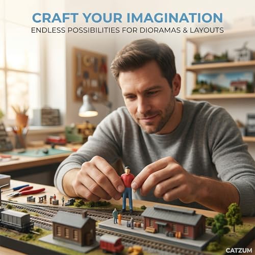 CATZUM 50 Stück Kleine Figuren Menschen Set Miniaturfiguren Modelleisenbahn Spielfiguren (1:75) (Farbe)
