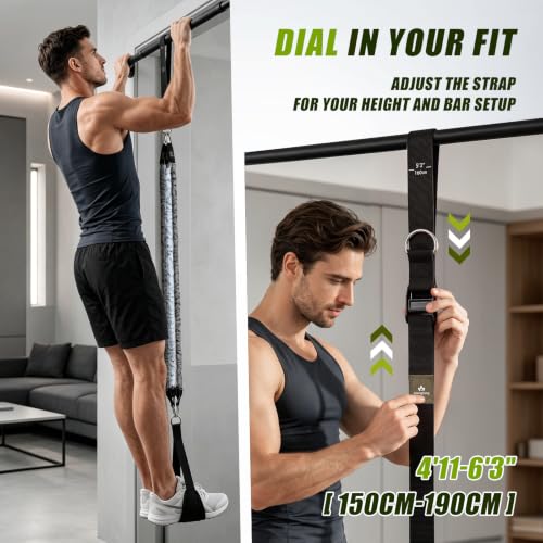 Image of ALongSong Pull Up Assistance Bands with Foot Support Pedal - Upgraded Heavy Duty Resistance Bands Adjustable Weight /Height with Bands&Measured Strap for Strength Training Home Gym