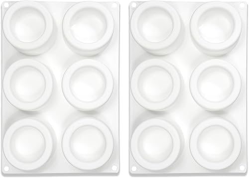 Miniatura 9 de Moldes grandes de silicona para chocolate, 6 cavidades redondas, moldes de vidrio para chupitos de hielo, galletas, dulces, postres, pudín y postre