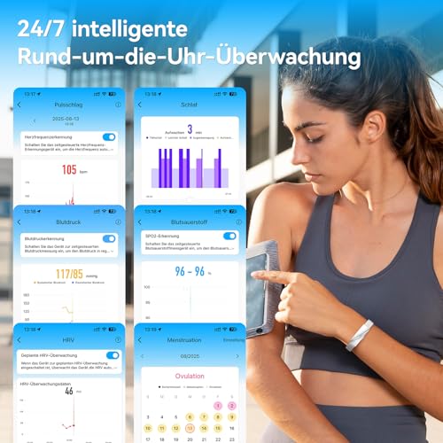 iSo Tech Smart Fitness Tracker Armband Smartwatch ohne Display mit 24/7 Aktivitäts-, Schlaf- & Herzfrequenzüberwachung, Multisport-Modi, GPS-Aufzeichnung, 15 Tage Akkulaufzeit, IP68 für Damen Herren