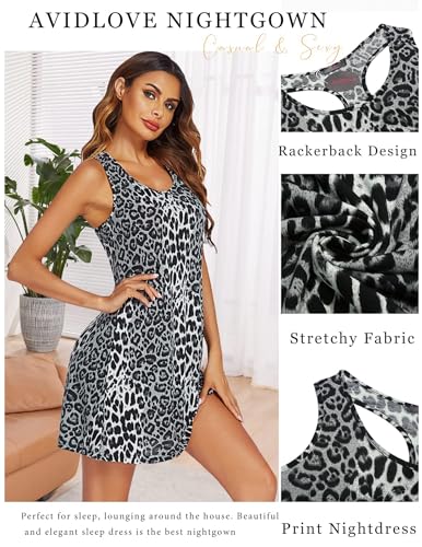 Image of Avidlove Sleepwear for Women Tank Nightgown Chemise Racerback Sleeveless Sleep Dress