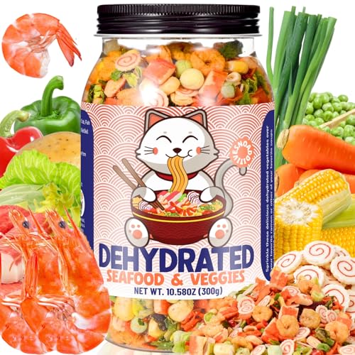 Dehydrated Freeze-Dried Seafood & Vegetable Mix - 100% Natural Ramen Toppings for Soups, 11 Mixed...
