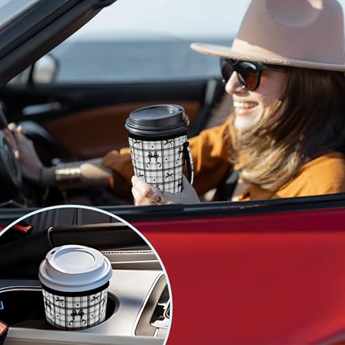 Image of KJQJLY 3 Pack Reusable Iced Coffee Sleeves for Iced Coffee Cups or Drinks Reusable Neoprene Insulated Sleeves for Hot and Cold Drinks from Starbucks, Dunkin, And More (Black Bow)