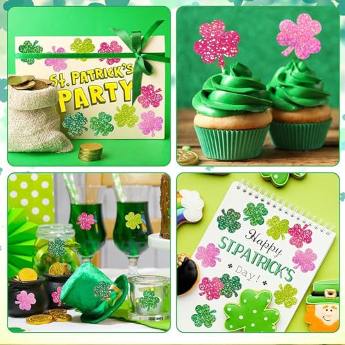 Image of 500Pcs St. Patrick's Day Stickers 1in Laser Shamrock Clover Stickers Roll 3 Colors Holographic Self-Adhesive Waterproof Irish Sticker Decor for Bottle Scrapbook Journal Envelopes Decorations