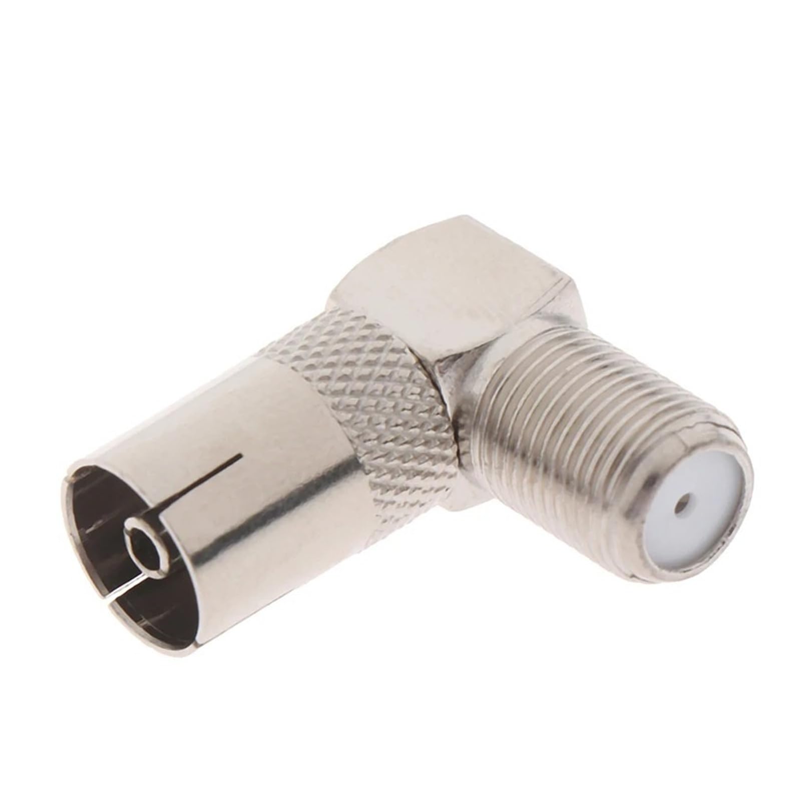 5 adattatori coassiali RF ad angolo retto di 90 gradi F femmina a TV femmina, 75 Ohm per antenna satellitare