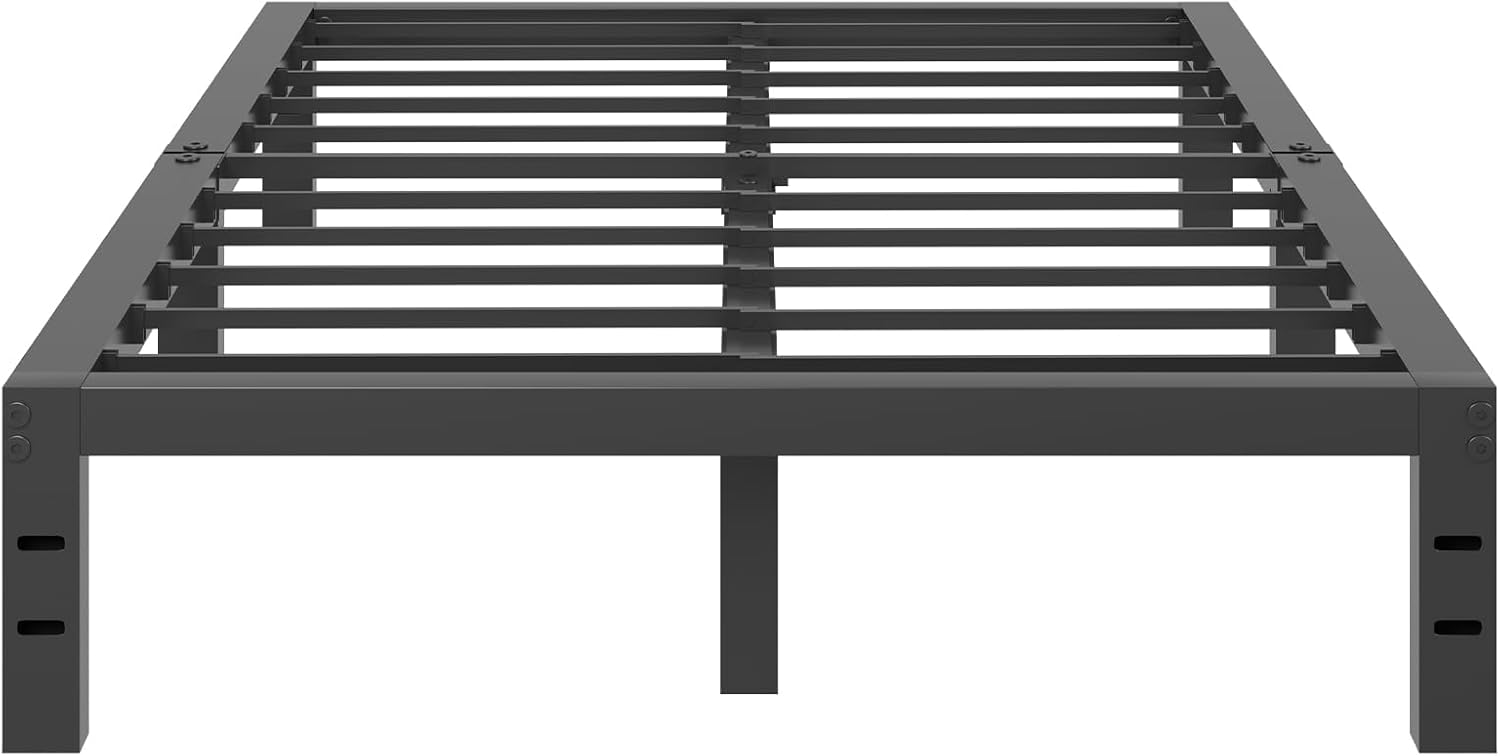 Novilla Bed Frame Queen Size, 12 Inch Simplicity Metal Platform Queen Bed Frame with Underbed Storage, No Box Spring Needed, Heavy Duty Steel Slat Support, for Bedroom, Guest Room, Noiseless 12 Inch Queen Dark Black