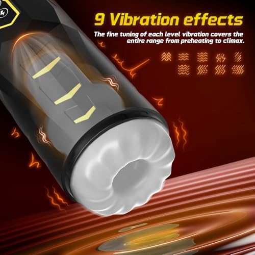 Image of Kingdemer Male Masturbator Pocket Pussy Sex Toys for Men - Adult Men Sex Toy with 9 Vibrating & 10 Thrusting, Flesh Soft 3D Textured Wrapped, Masturbators Light with Full Speed Burst Mode