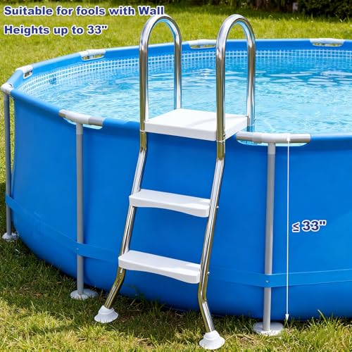 Escalera para piscina elevadas acero inoxidable 33 in miniatura 6