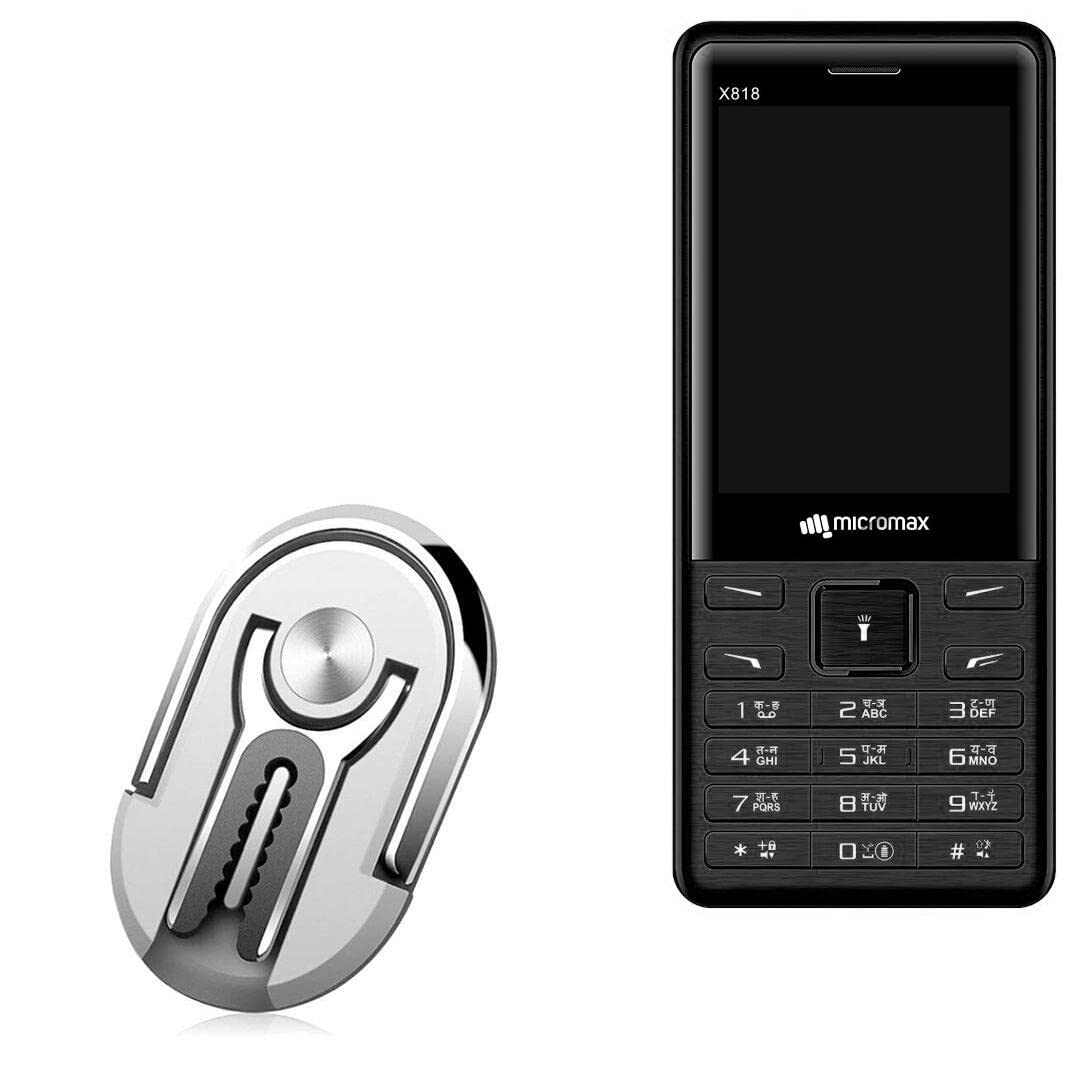 BoxWaveCar Mount Compatible with Micromax X818 - Mobile HandGrip Car Mount, Finger Grip Mobile Car Mount Stand - Metallic Silver