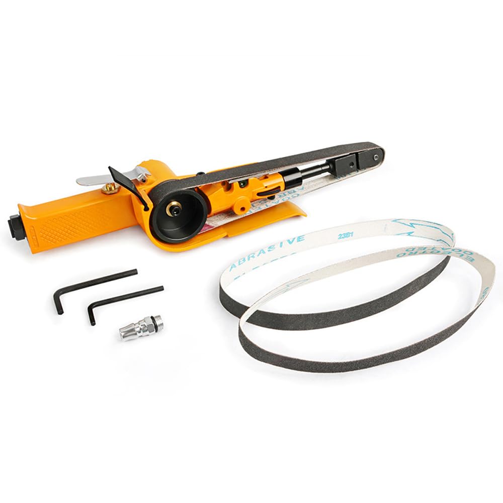 Mulcort Multifunctional Pneumatic Sanding Machine Grinding Machine Belt Grinder Derusting Deburring Polishing Machine Belt Sander (Type B) 20mm * 520mm