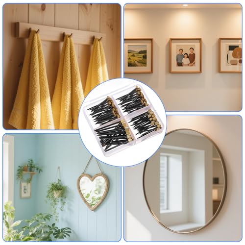 Image of 120 Pcs Picture Hanging Nails, 3 Styles Wall Decorative Nails for Hanging Pictures Picture Frame Hangers Nail Hardware Tool with Plastic Box for Claw Drywall Pictures Mirrors Painting Baskets