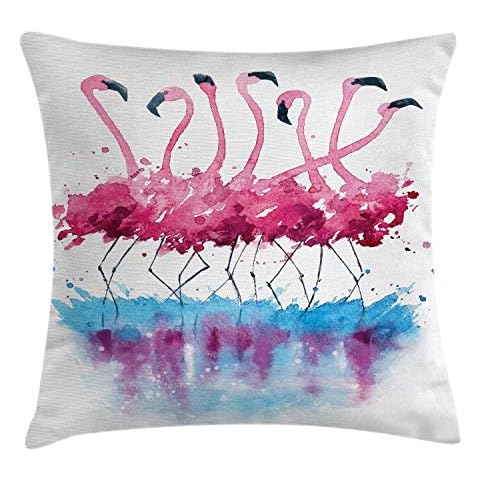 ABAKUHAUS Funda para Almohada de Flamencos, 60 x 60 cm, Púrpura Cover
