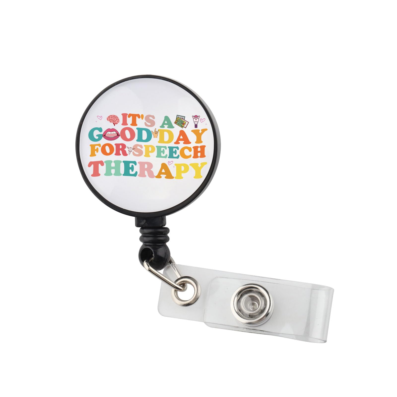 Speech Therapy Badge Reel SLP Badge Reel Speech Therapist Gift ID Badge Holder for Speech Language Pathologist (Speech Therapy BR3)