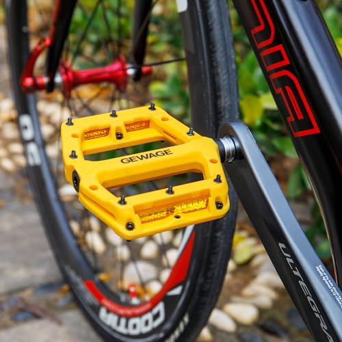GEWAGE Fahrradpedale,Nylonfaser MTB Pedale mit Reflektoren,9/16 Zoll rutschfeste, Leichte Fahrrad Plattform Pedale mit 3 Lagern für Rennrad… – Ansicht 2