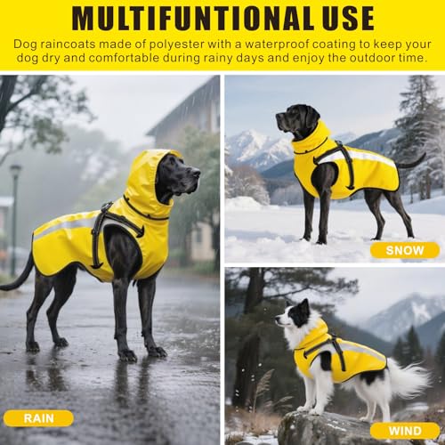 Oslueidy Hund Regenmantel wasserdichte Regenmäntel für Hunde Regenjacken mit Kapuze Haustier Regen Poncho Mantel für kleine mittlere große Hunde Welpen S-XXL (Gelb, M)