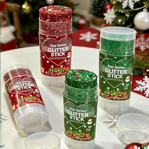 Mexico Body Glitter Stick,Green Red Face Paint Hair Glitter Makeup for Women,Waterproof Soccer World Cup Hair Glitter,Singer Concert Festival Rave Chunky Glitter Hair Accessories — view 2