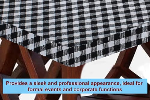 Image of The Furnishing Tree Elastic Rectangular Center Tpoy Table Cover WxL 24x60 in Inches Polyester Checkered Pattern White