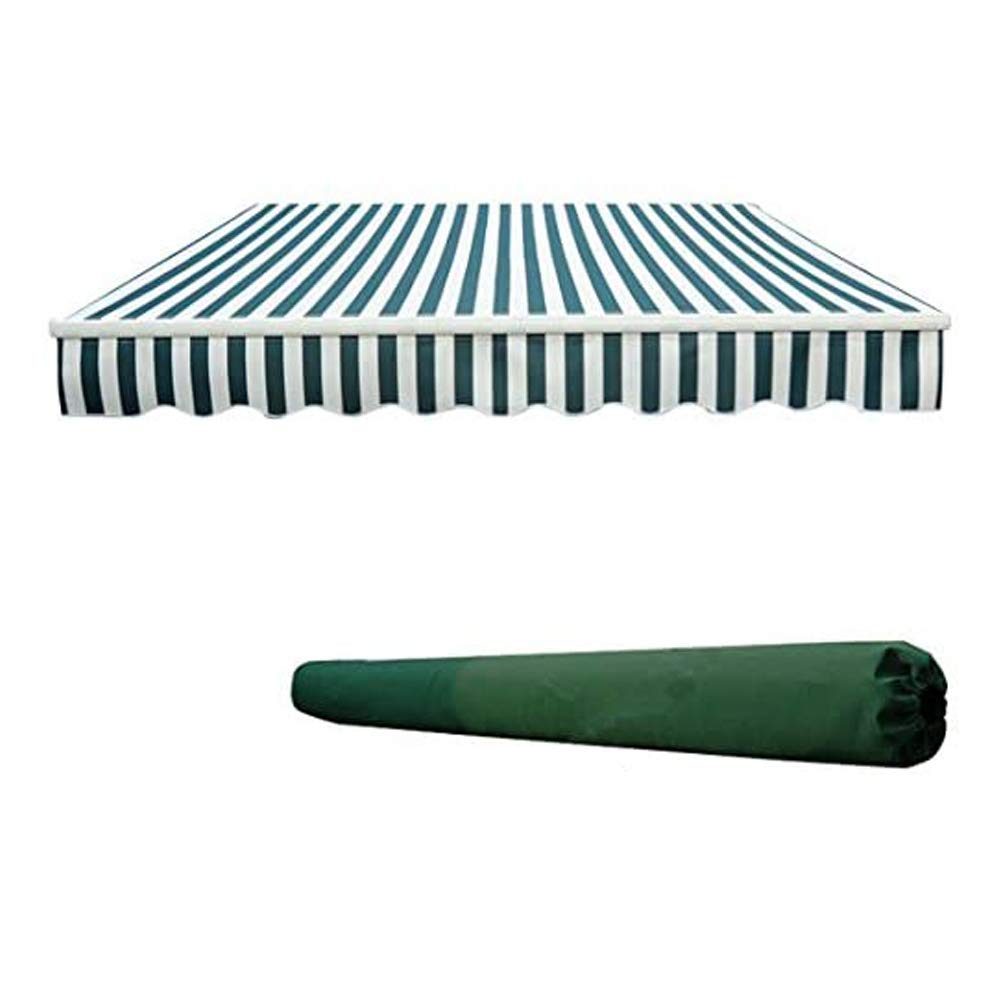 Green Bay 4 x 3m Green-White Replacement Awning Fabric With Rain Cover
