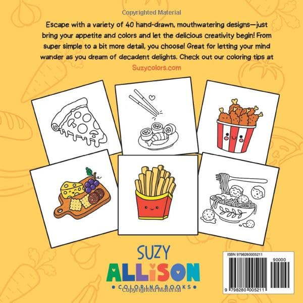 Things We Eat: Simple & Fun Food Coloring Book for Adults and Teens, Featuring a Variety of Hand-Drawn Foods and Treats for Creative Fun and Relaxation (Reverse Coloring Books by Suzy Allison) image 3