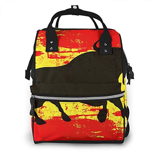 Mochila De Pañales para Cambiar Red Spanish Bull Over  Gran Capacidad Bolsa