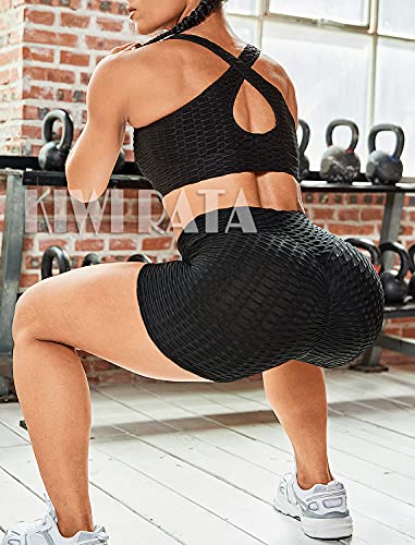 KIWI RATA Women's High Waisted Yoga Shorts Sports Gym Ruched Butt Lifting Workout Running Hot Leggings