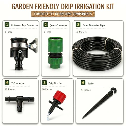 Image of JERN Micro Drip Irrigation System for 20 Plants, Self Automatic Watering Garden Hose Kits With Adjustable Dripper
