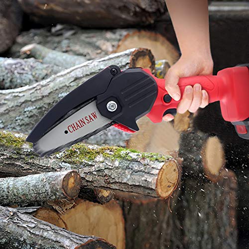 Snowtaros 4-Inch Mini Chainsaw, 24V Cordless Electric Portable Chainsaw, Pruning Shears Chainsaw for Tree Branch Wood Cutting (Charger + 1 Battery)