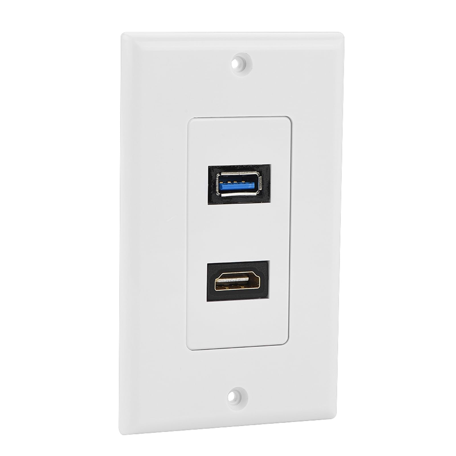 Haofy 2 porty HDMI, USB 3.0, gniazdo ścienne, płyta USB, ładowarka elektryczna, złącze kompozytowe audio, złącze wideo, złącze płyty ściennej, 2 w 1, wyjście, przedłużacz, biały